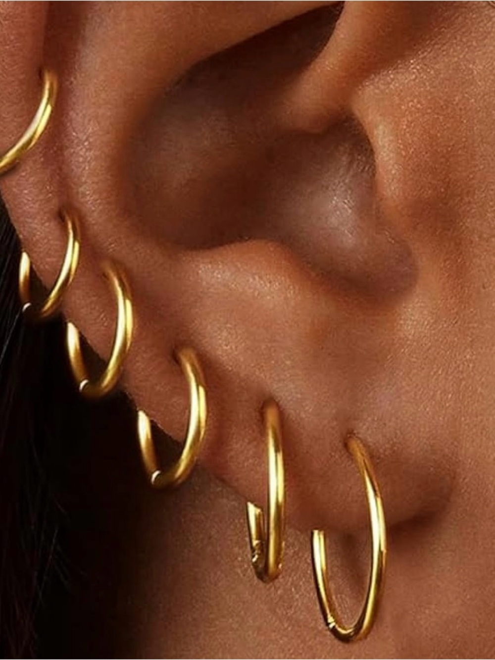 Gold Hoop Earrings for Women 6 Pairs,Cartilage for Multiple Piercing Stack